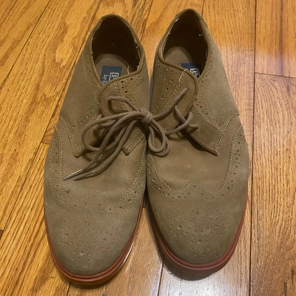 Men's PRL Polo Ralph Lauren‎ Beige Tan Orrick Wingtip Leather Size 9 9D